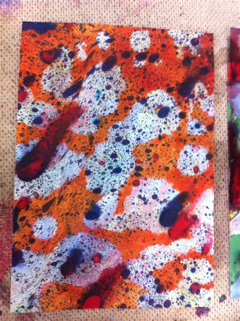 Marbling Effect Painted With Brusho Then With Bleach Droplets Added