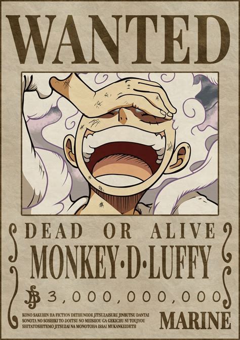 Luffy Nika New One Piece Bounty Poster High Quality Tatoo One Piece