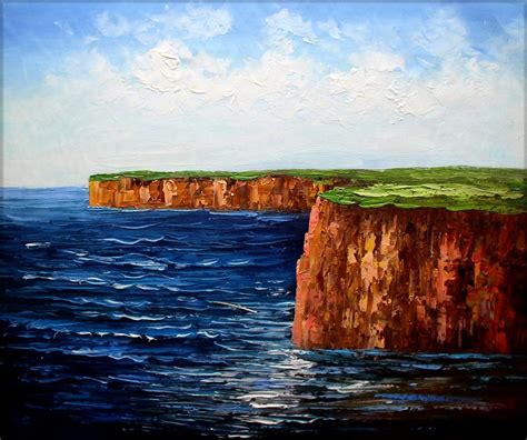 Quality Hand Painted Oil Painting Oceanside Cliff 20x24in Ebay