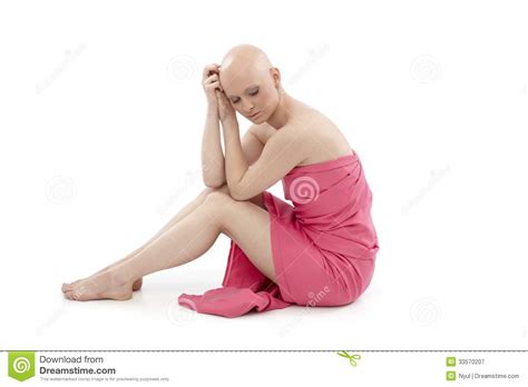 Kale Vrouw In Roze Borstkanker Awereness Stock Afbeelding Image Of
