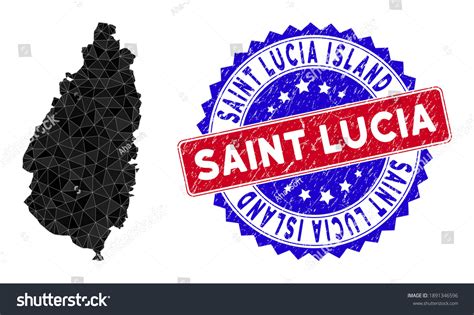 Saint Lucia Island Map Polygonal Mesh With Royalty Free Stock Vector