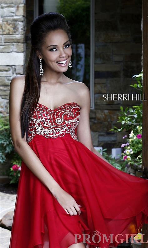 Short Prom Dresses Sherri Hill Beaded Short Dresses Promgirl Red Homecoming Dresses