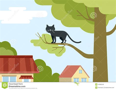 Let's start with understanding the simple anatomy. Cat On Tree Branch On The Street Flat Design Cartoon ...