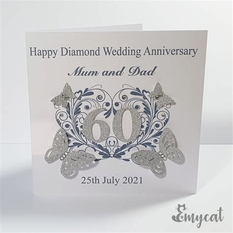 Personalised Handmade Diamond Wedding Anniversary Card 60th Etsy