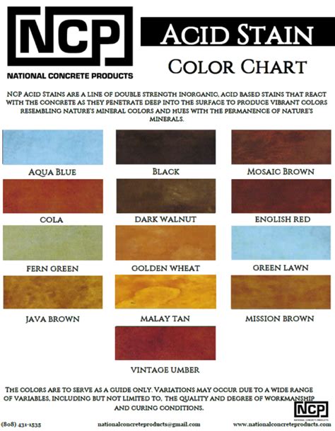 Color Charts Ez Concrete Supply Tennessee