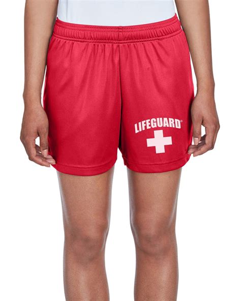 Lifeguard Officially Licensed Womens Active Running Performance Shorts Moisture Wicking Red M