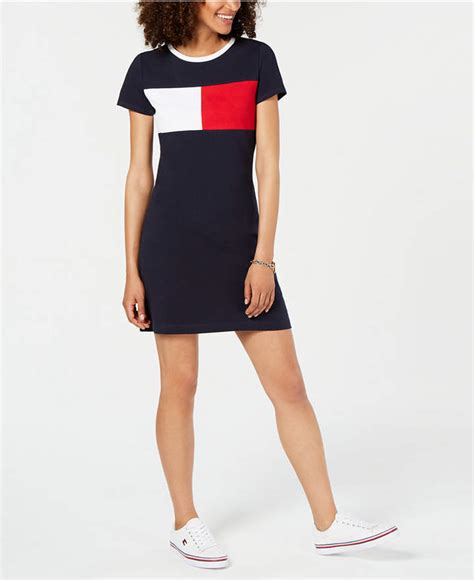 Tommy Hilfiger Logo T Shirt Dress Created For Macy S Macy S Moda Feminina Looks Casuais