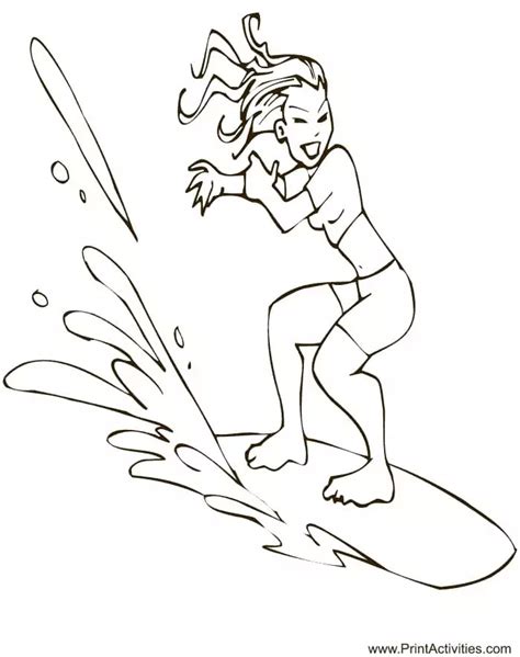 Girl Is Surfing Färbung Seite Kostenlose Druckbare Malvorlagen Für Kinder