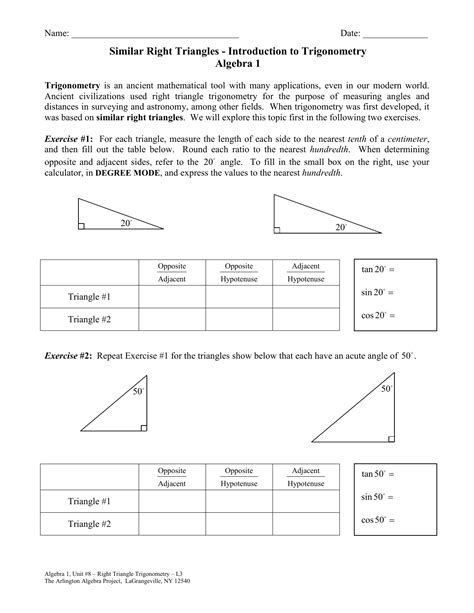 • hypotenuse • adjacent side • opposite side. Homework Answer Key Unit 8 Right Triangles And Trigonometry - Honors Geometry Chapter 8 Right ...