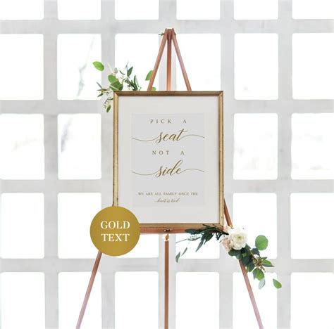 Gold Pick A Seat Sign Printable Wedding Sign Pick A Seat Etsy
