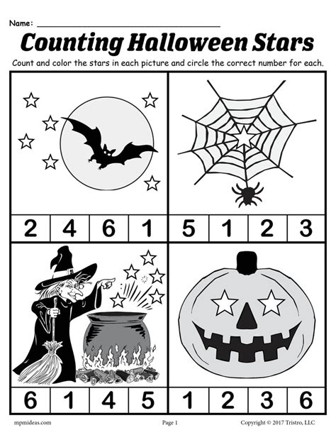 Free Printable Preschool Halloween Counting Worksheet Supplyme