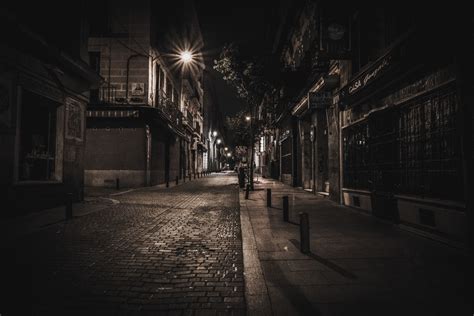 Free Images Road Night Alley Cityscape Evening Darkness Street Light Monochrome
