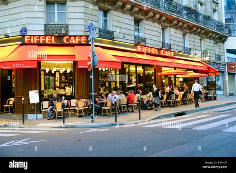 Outdoor Cafe Restaurant Eiffel Tower Paris France City Of Lights Europe