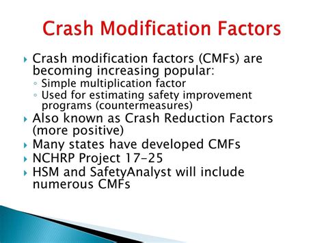 Ppt Crash Modification Factors And Functions Powerpoint Presentation