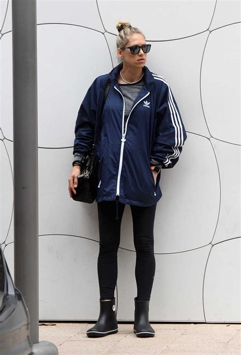 Anna Kournikova In A Blue Adidas Windbreaker Was Seen Out In Miami 12