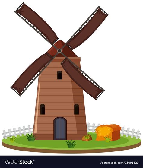 Isolated Windmill Farmland On White Background Illustration Download A