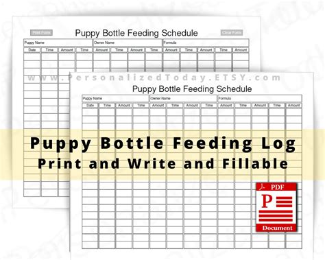 Puppy Feeding Chart Downloadable Printable And Pdf Fillable Ph