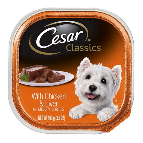 It makes finding food that they enjoy and that doesn't react negatively to their bodies difficult at the best of times, but there are many dog foods out there with no chicken or poultry. Cesar Classics Pate with Chicken & Liver Dog Food Trays vs ...