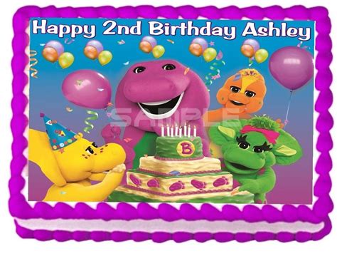 Barney Birthday Edible Cake Topper Decoration Image With Images