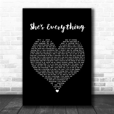 Brad Paisley Shes Everything Script Heart Song Lyric Wall Art Print