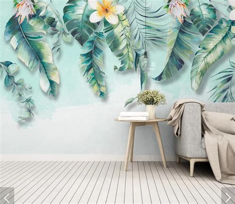 Tropical Leaves Flower Wallpaper 3d Wall Murals Wallpaper For Living