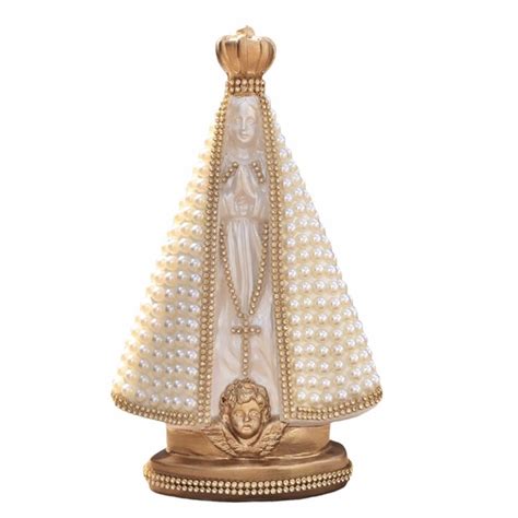 Nossa Senhora Aparecida Cm P Rolas Bege E Strass Shopee Brasil