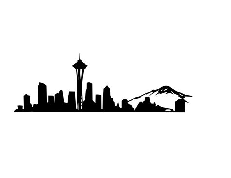 Seattle Skyline Clip Silhouette Drawing Mt Hood Line Outline Washington