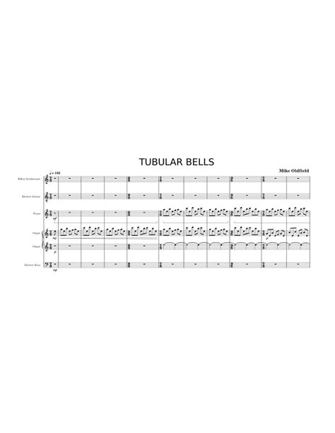 Tubular Bells Mike Oldfield Sheet Music For Piano Organ Guitar