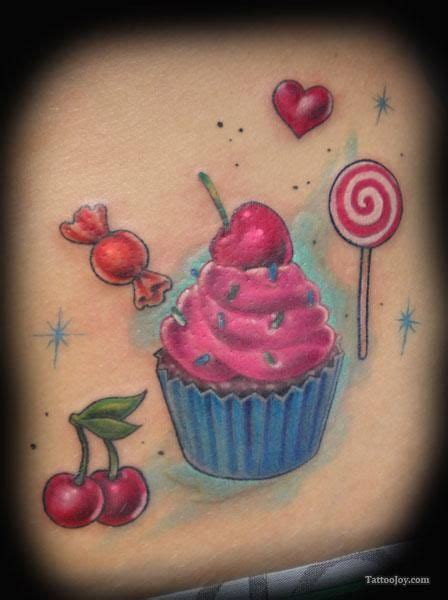 Cupcake Cherries And Lollipop Tattoo Candy Tattoo Cupcake Tattoos