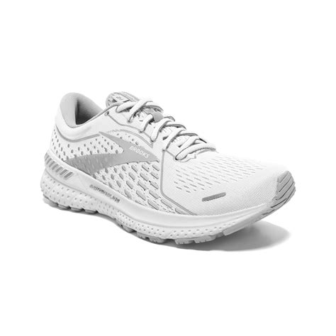 Brooks Women's Adrenaline Gts 21 Running Shoes - Wide (D)- White/Grey/Silver