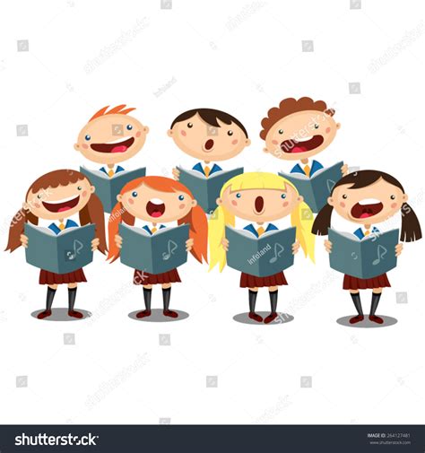 Choir Girls And Boys Singing A Song Stock Vector 264127481 Shutterstock