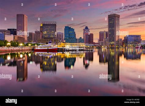 Baltimore Maryland Usa Skyline At The Inner Harbor Stock Photo Alamy