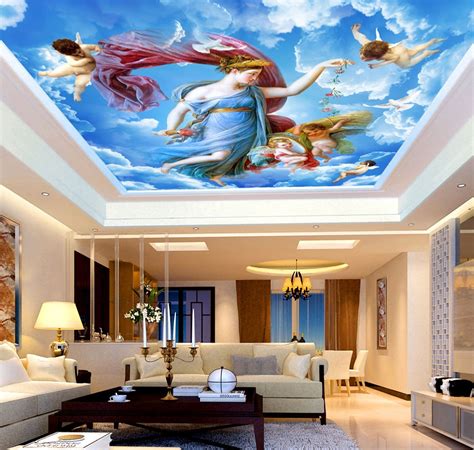 Large Sky Ceiling Mural European 3d Ceilings Mural Wallpaper For Walls Living Room 3d Angel