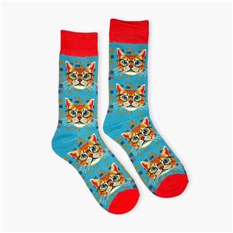 Teal Cat Socks Thomp2 Socks