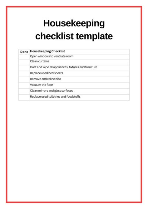 Housekeeping Checklist Cleaning Checklist For Hotels And Resorts