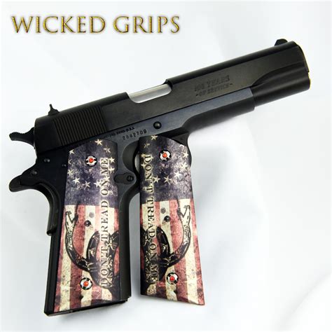 Custom 1911 Grips Graphic Art Dont Tread On Me Wicked Grips Custom Handgun Pistol Grips