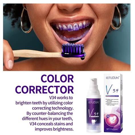 30ml Teeth Whitening Toothpaste V34 Color Tooth Correction Whitener Teeth Purple Non Invasive