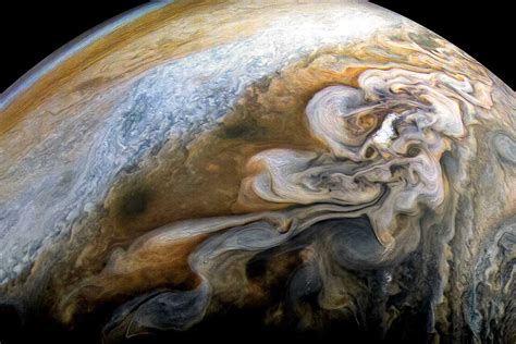 Stunning Shot Of Jupiters Swirling Storms Taken By Juno