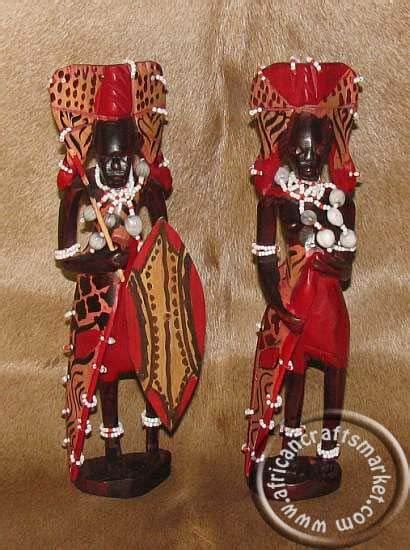 African Hand Carved Wooden Masai Mare Warrior Couple From Kenya
