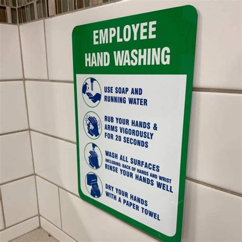 Employee Hand Washing Sign Coated Metal