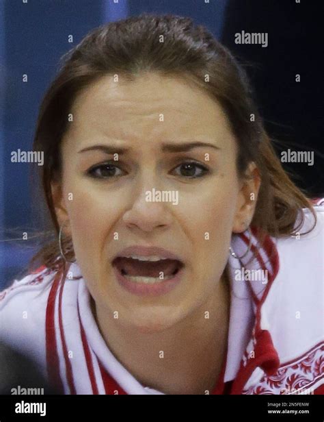 Russias Anna Sidorova Yells To Her Sweepers During Their Round Robin