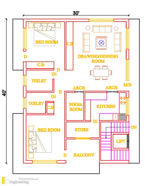28 Incredible 2d House Plans For Various Locations Engineering