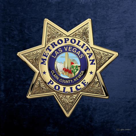 Las Vegas Metropolitan Police Department L V M P D Badge Over Blue