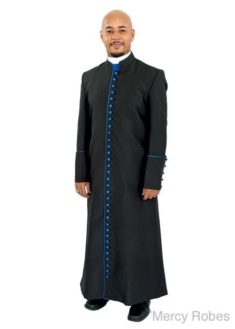 We offer an extensive selection of the finest fabric in exquisite designs. 33 BUTTON CLERGY CASSOCK ROBE (BLACK/ROYAL BLUE) | Mercy Robes