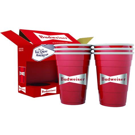 Budweiser 6 Pack Reusable Plastic Cups