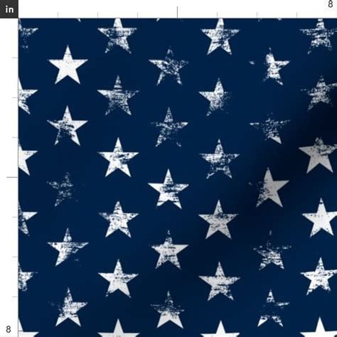 Distressed Stars Fabric White Stars On Navy Blue Grunge Etsy