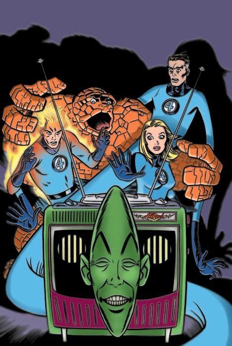 The Cover To Fantastic Four Featuring An Alien With Two Heads On Top