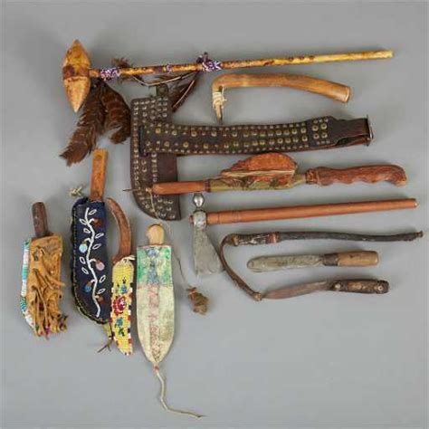 Large Group Native American Weapons And Tools Ojibwe