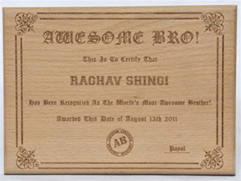 Online Send All India Ts Engraved Certificate In Wood Engraved