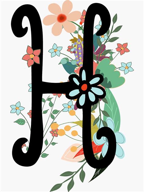 H Monogram Letter Initial Flowers Sticker For Sale By Sid3walkart2